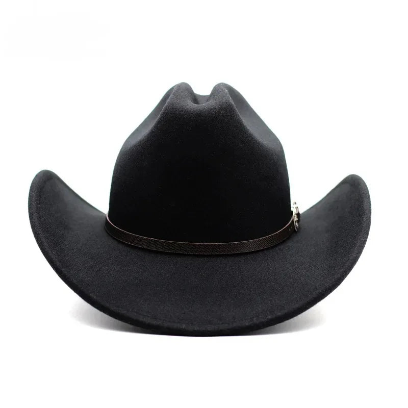 Vintage Western Cowboy Hat – Wide Brim Felt Hat for Men & Women