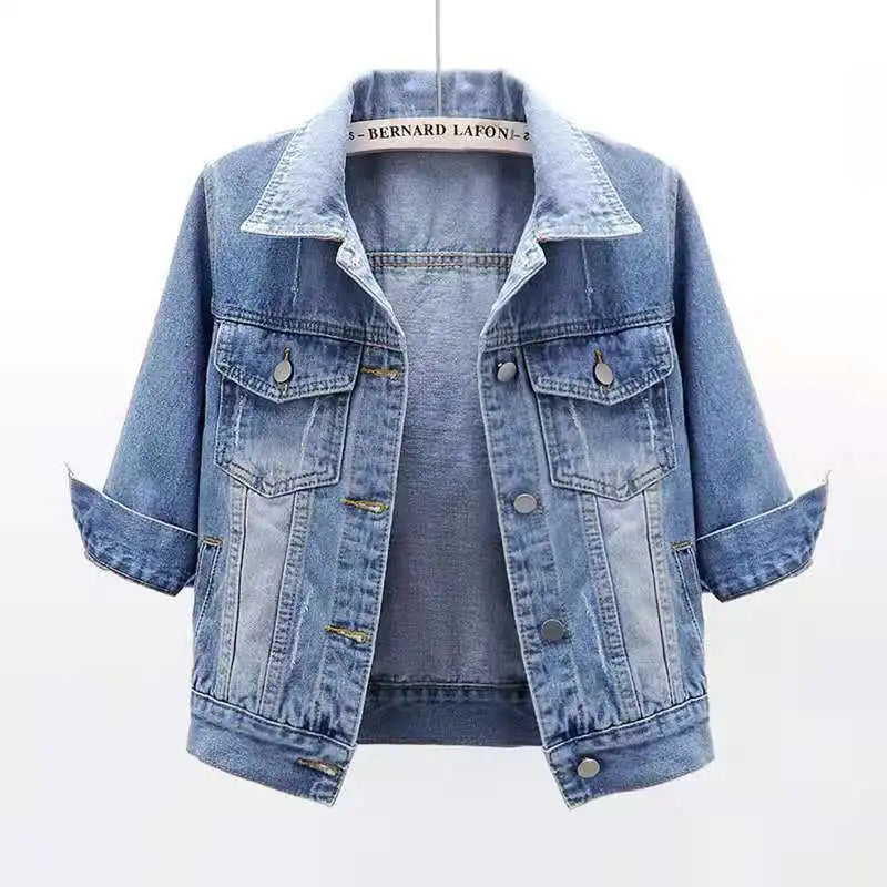 Women's Short Denim Jacket – Casual Loose Jean Coat
