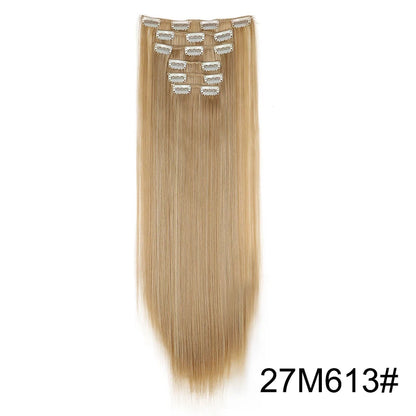 Clip-In Hair Extensions 6-Piece Set Long Straight Synthetic Seamless