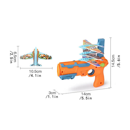 Airplane Launcher Toy Gun – 6 Foam Glider Planes for Kids