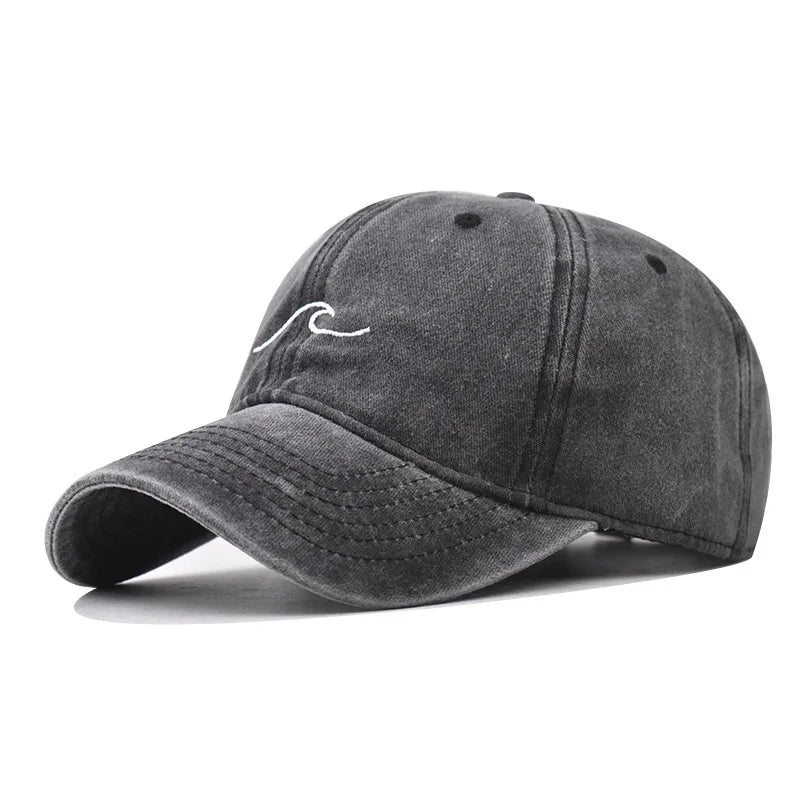Wave Embroidered Baseball Cap – Washed Cotton Dad Hat