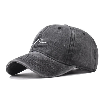 Wave Embroidered Baseball Cap – Washed Cotton Dad Hat