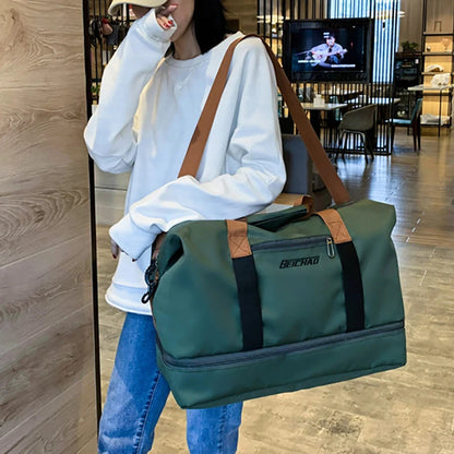 Expandable Travel Duffle Bag with Shoe Compartment – Women's Weekend Overnight Bag