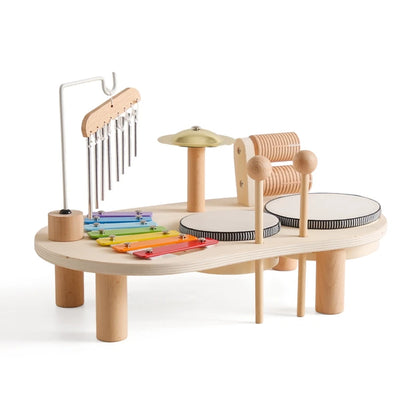Wooden Montessori Music Bandstand – Kids Xylophone & Drum Set