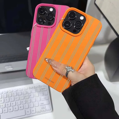 Green Stripe Lichee Pattern Phone Case Iphone 17 16 15 14 13 12 11 Pro Max Xs X Xr Plus 16e