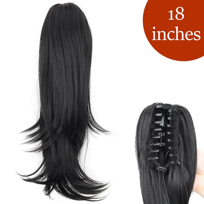Synthetic Long Straight Claw Clip Ponytail Hair Extensions 24inch Heat Resistant Pony Tail Piece