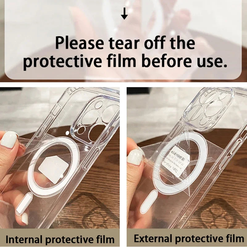 Magesafe Magnetic Transparent Wireless Charge Case Iphone 11 12 13 14 15 16 17 Air Pro Max Plus Mini
