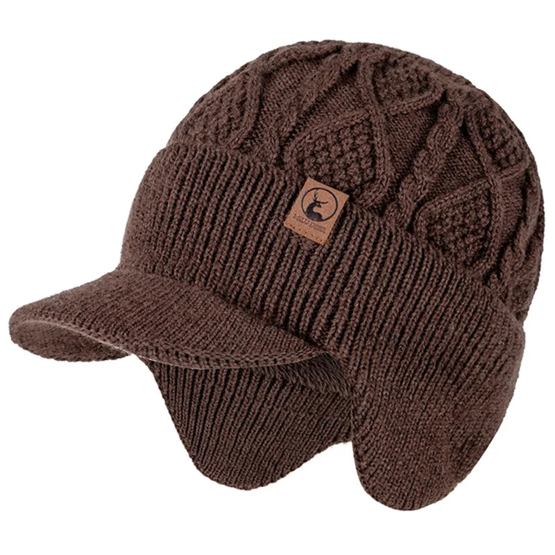 Winter Knit Earflap Beanie Cap – Fur Lined Warm Ski Hat
