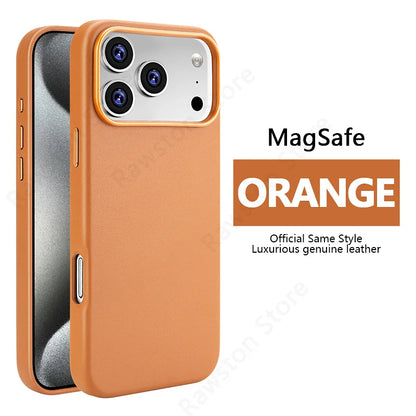 Official Magnetic Leather Case Apple Iphone 17 Pro Max 16 13 12 14 15 Plus Original Macsafe Magsafe