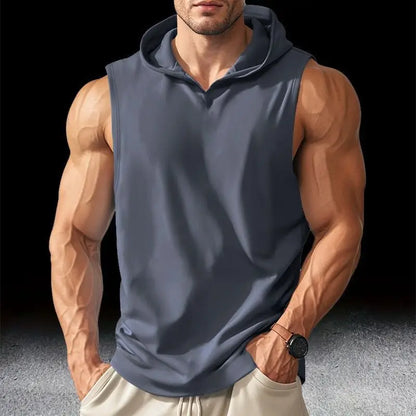 Men's Sleeveless Hooded Gym Tank Top – Workout Training Shirt