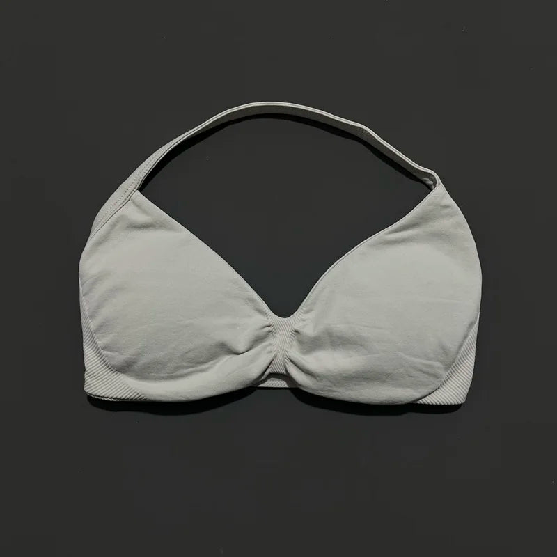 Seamless Halter Sports Bra – Women's Push-Up Gym Bra