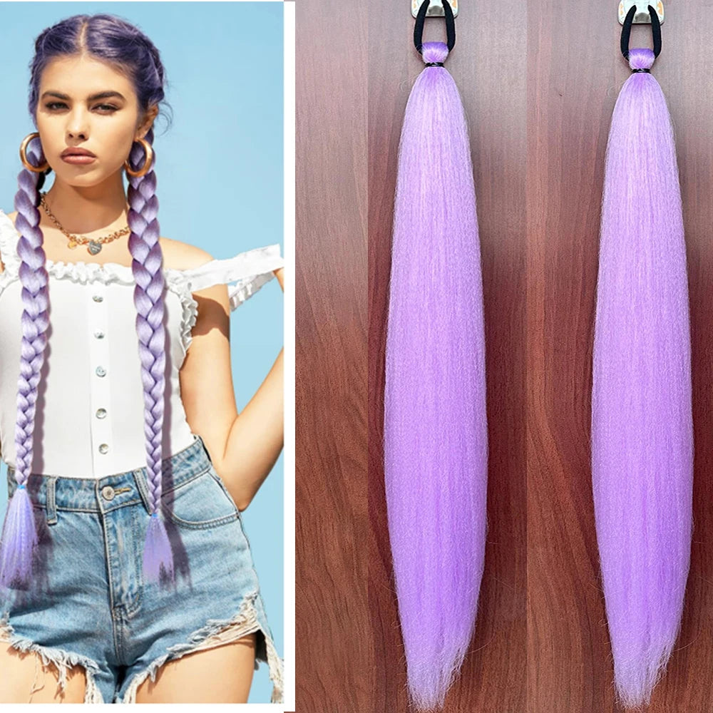 Synthetic Ponytail Extension 2-Piece Set – Long Straight with Rubber Band