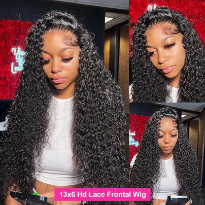 220 Raw Deep Water Wave Human Hair 13x6 Hd Curly Lace Frontal Wigs 30 40 Inch Pre Plucked Natural