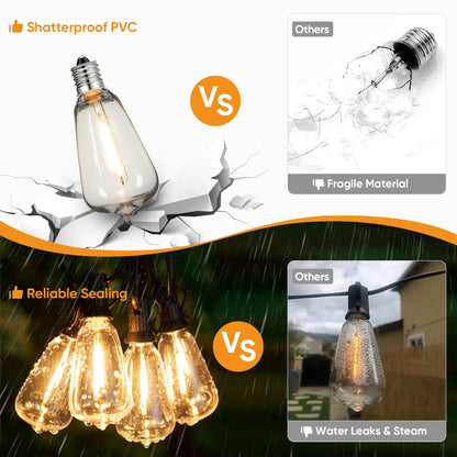 St38 String Lights Outdoor Garland Connectable Shatterproof Waterproof Plastic Led Bulb Dimmable