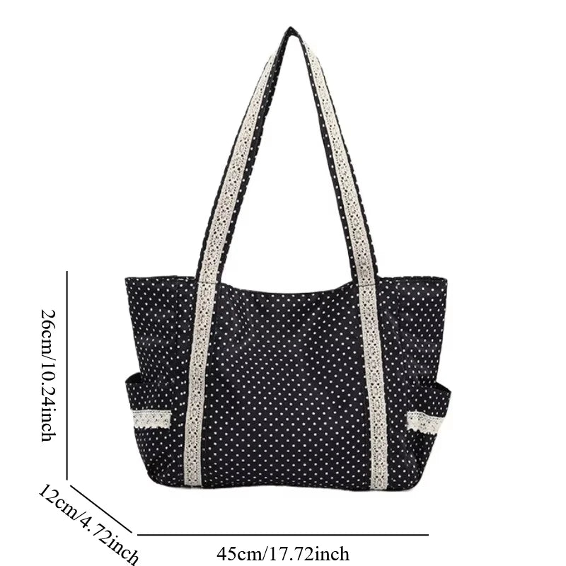 Canvas Tote Bag – Women's Korean Vintage Lace Shoulder Handbag