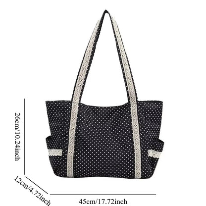 Canvas Tote Bag – Women's Korean Vintage Lace Shoulder Handbag