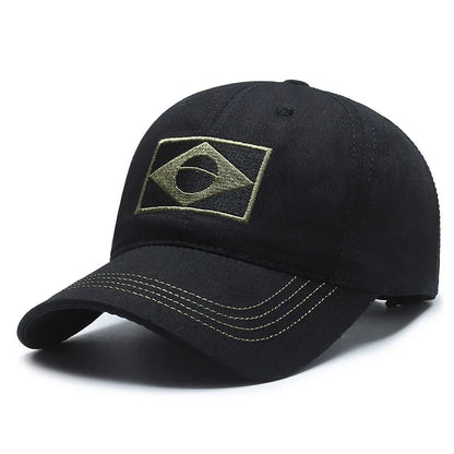 Brazil Flag Embroidered Baseball Cap – Outdoor Sports Sun Hat for Men