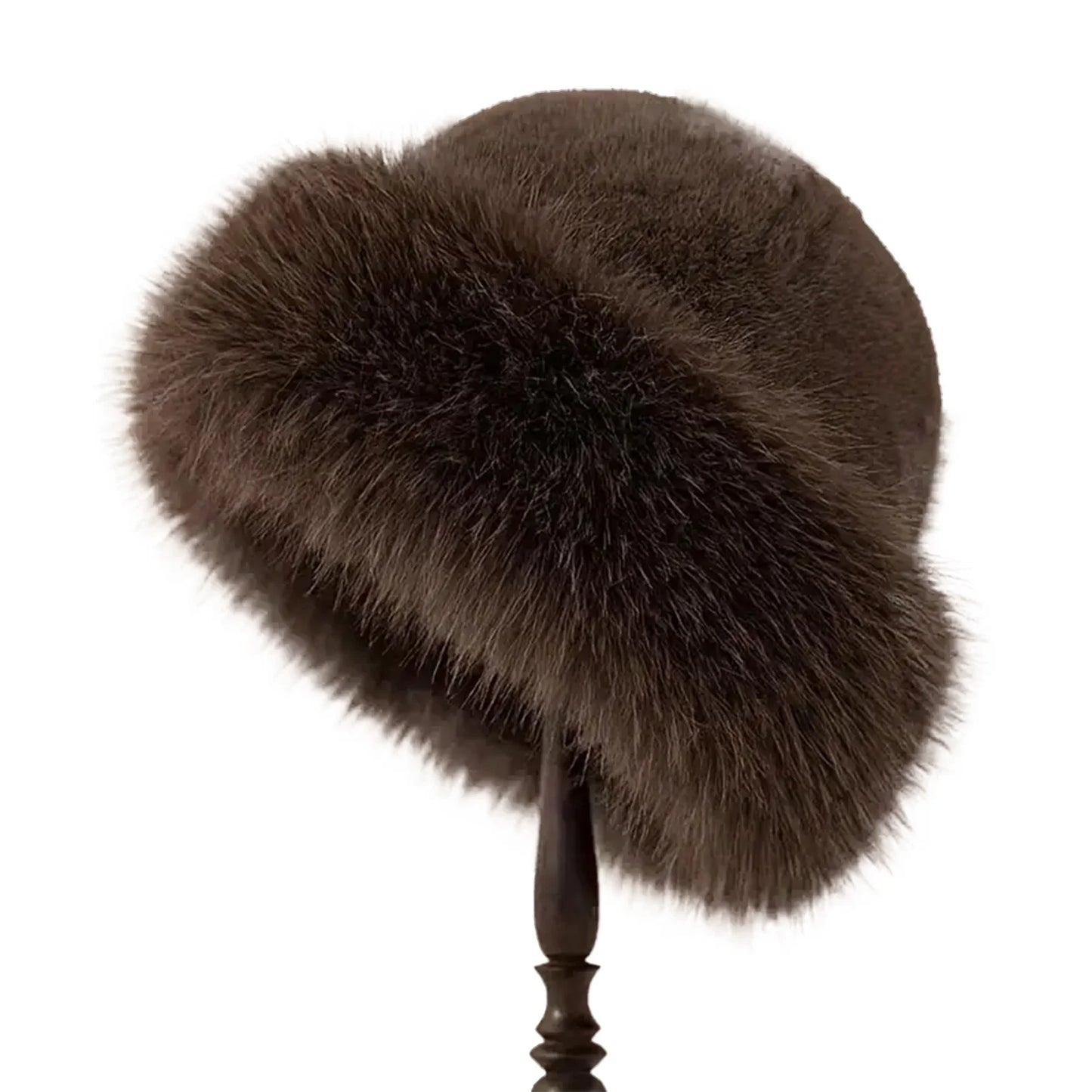 Women's Fluffy Faux Fur Winter Hat - Warm Bucket Cap