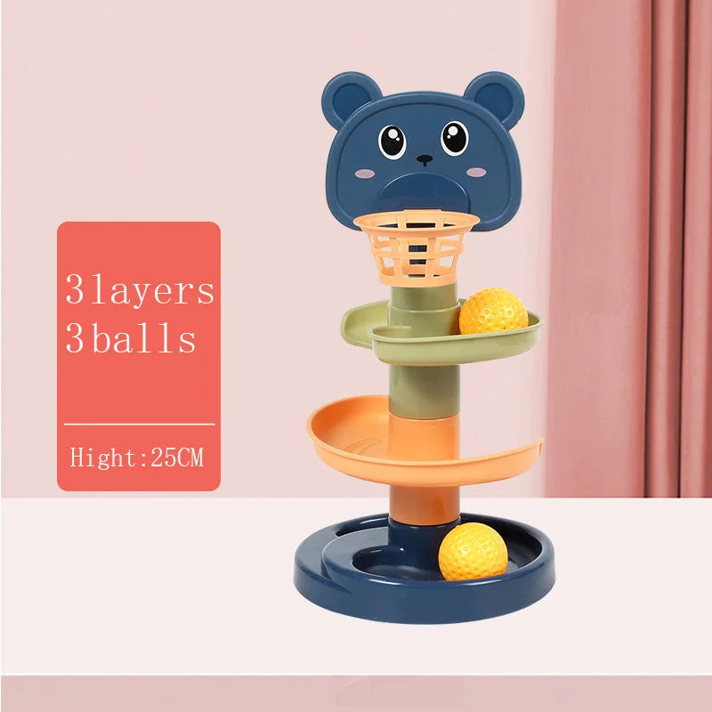Montessori Rolling Ball Tower Baby Toy – Stacking Activity for Ages 1-3