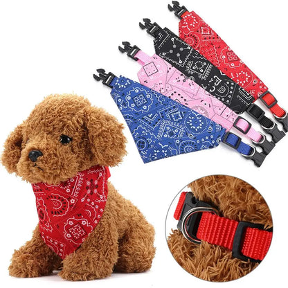 Pet Bandana Collar Scarf – Adjustable Washable Dog & Cat Neck Accessory