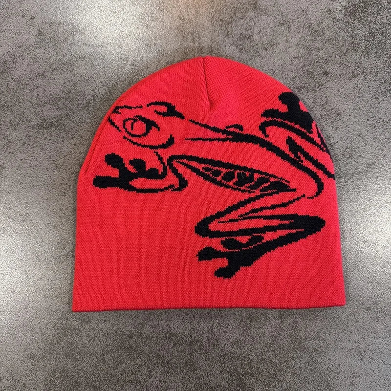 Tree Frog Print Beanie – Unisex Stretchy Knit Skull Cap