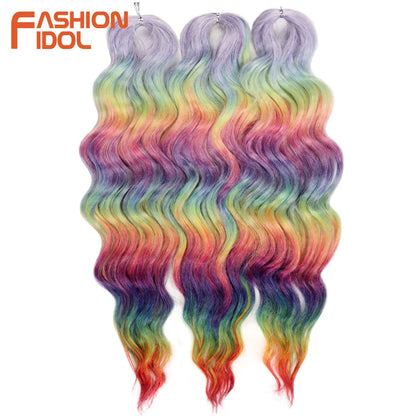 Anna 24 Inch Synthetic Hair Water Wave Braiding Extensions Ombre Blonde Deep Afro Curl Twist Crochet