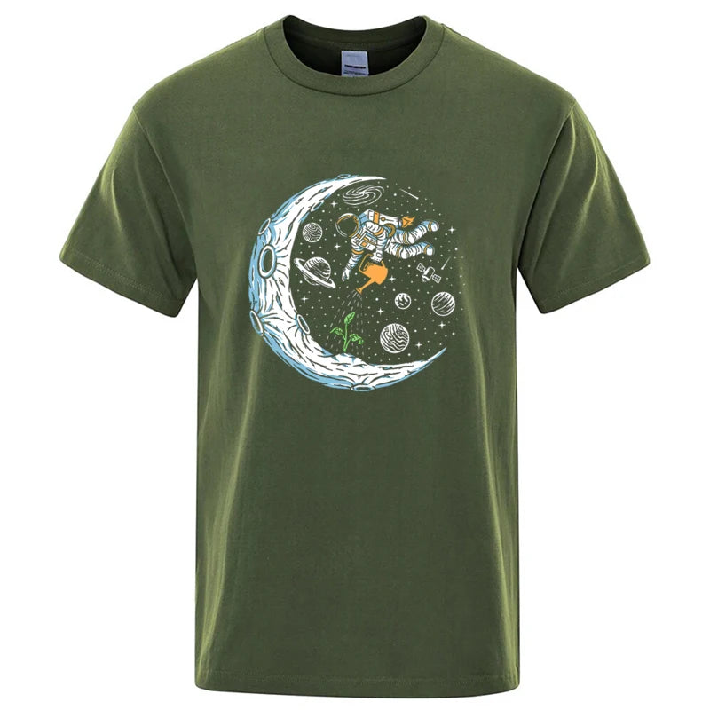 Funny Astronaut Graphic T Shirt Casual Cotton Blend Tee
