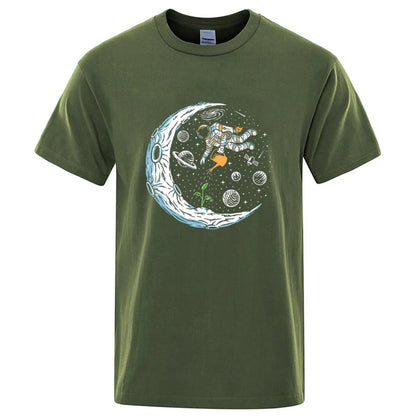 Funny Astronaut Graphic T Shirt Casual Cotton Blend Tee