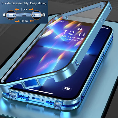 360 Metal Magnetic Double Sided Glass Cover Lens Protection Iphone16 14 15 Pro Max Iphone13 12 11