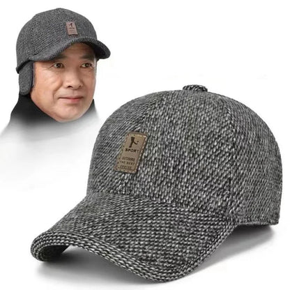 Men's Winter Baseball Cap with Ear Flaps – Warm Windproof Hat