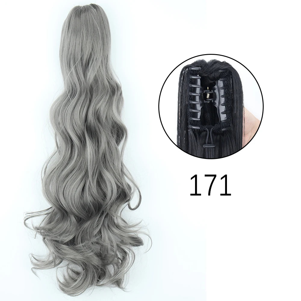Synthetic Long Straight Claw Clip Ponytail Hair Extensions 24inch Heat Resistant Pony Tail Piece