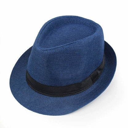 Linen Fedora Hat Unisex Summer Sun Hat with Band