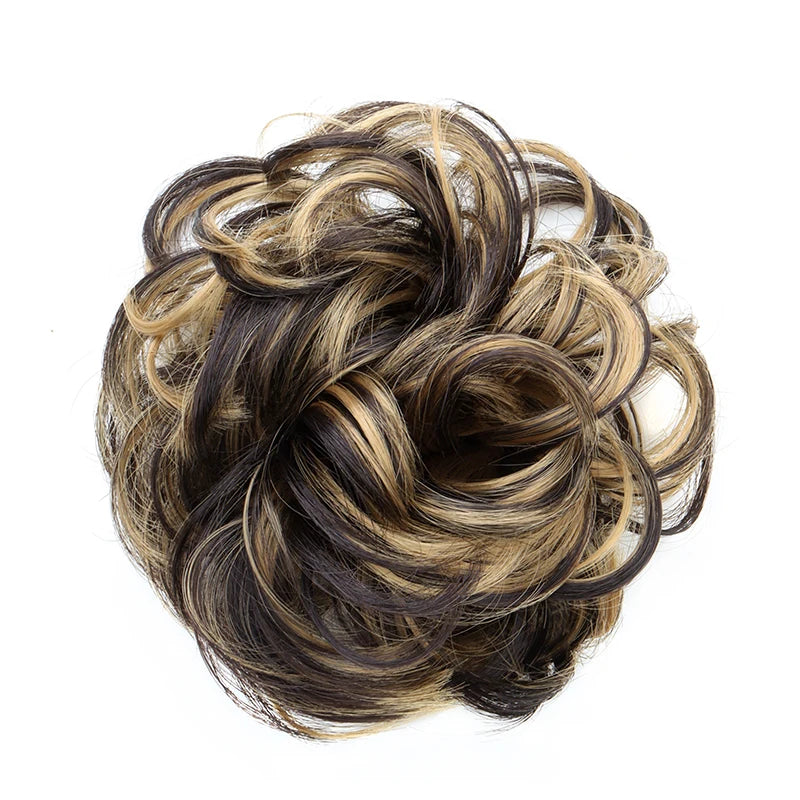 Synthetic Messy Bun Chignon Donut Hair Pad Elastic Rope Rubber Band Black Brown Blonde Hairpiece
