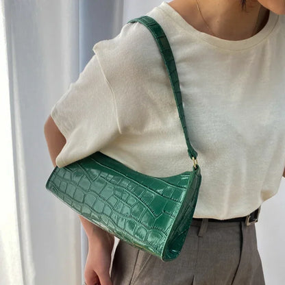 Retro Crocodile Pattern PU Leather Shoulder Bag – Women's Clutch Purse
