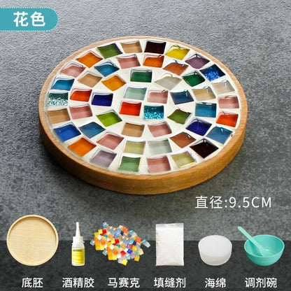 DIY Mosaic Coaster Kit – Bamboo Cup Mat with Colorful Tiles