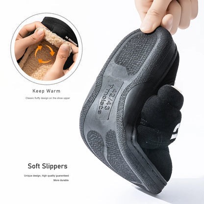 Men's Memory Foam Suede Platform Slippers – Non-Slip Warm House Shoes
