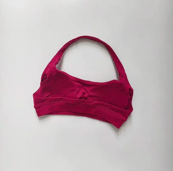 Seamless Padded Sports Bra – Backless Halter Crop Top for Women