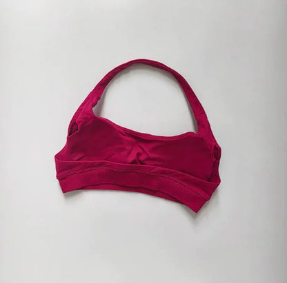 Seamless Padded Sports Bra – Backless Halter Crop Top for Women