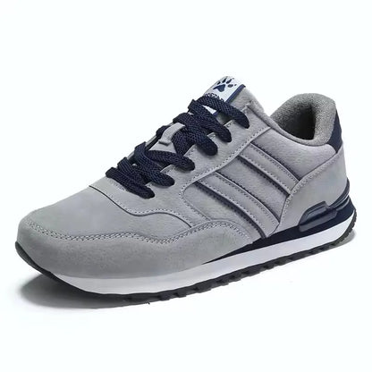 Men's Leather Casual Sneakers – Lightweight Lace-Up Retro Shoes