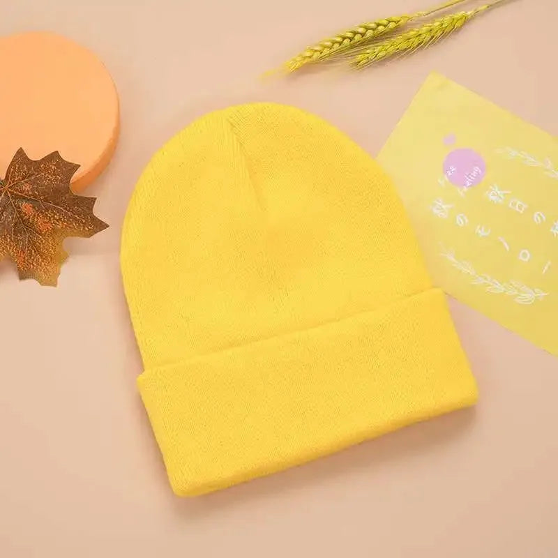 Knitted Beanie Hat – Warm Stretch Cuffed Cap for Men & Women