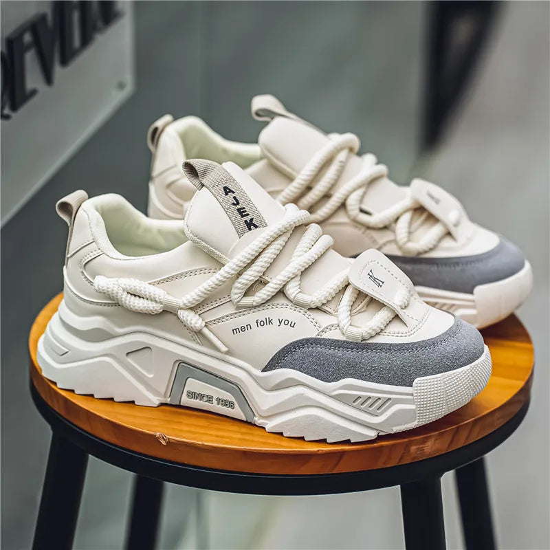 Men's Chunky Platform Sneakers – Casual Outdoor Lace-Up Shoes