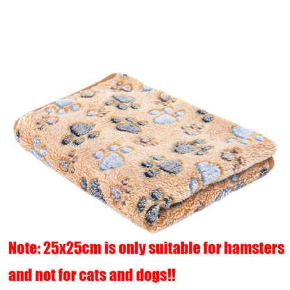 Soft Flannel Pet Blanket – Paw Print Mat for Dogs & Cats