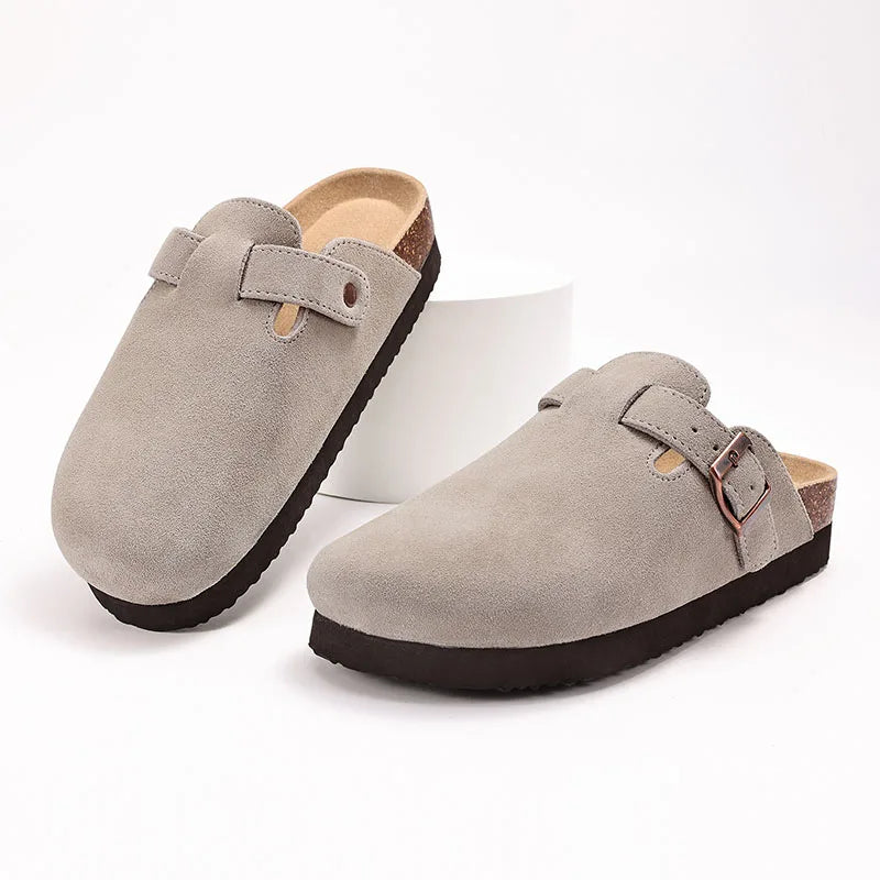 Suede Mule Clogs – Women's Arch Support Cork Outdoor Slippers