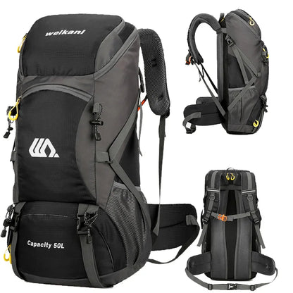 50L Hiking Backpack with Rain Cover – Waterproof Outdoor Travel Bag for Men & Women