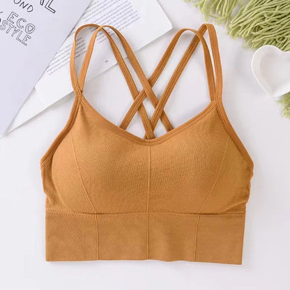 Women's Cross-Back Sports Bra – Push Up Fitness Tank Top