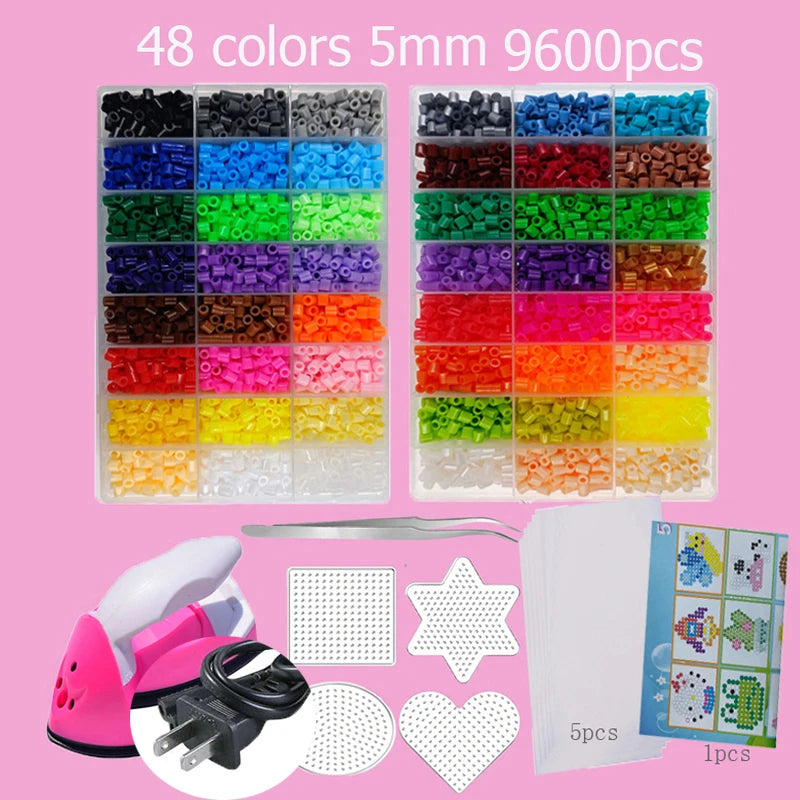 Hama Beads Kit – Fuse Bead Set with Pegboards & Iron
