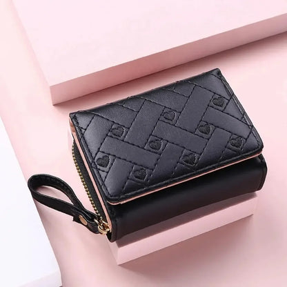 Embroidered Heart Wallet – Women's Short Zip Card Holder
