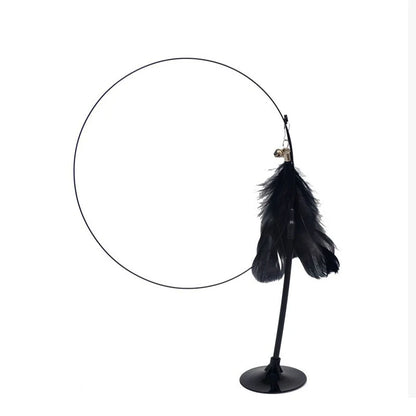 Cat Feather Wand Toy with Suction Cup Base
