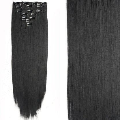 Clip-In Hair Extensions 7pcs 16 Clips Wavy Synthetic 24 Inch