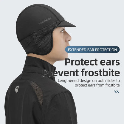 ROCKBROS Winter Bike Cap – Windproof Thermal Cycling Hat with Ear Flaps